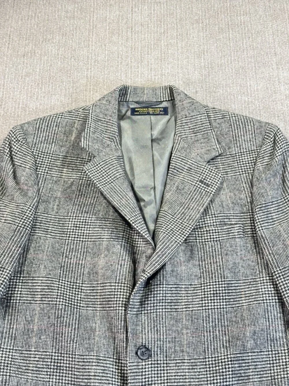 Vintage Brooks Brothers Men’s 42 Blazer Sport Coat Houndstooth Plaid Camel Hair